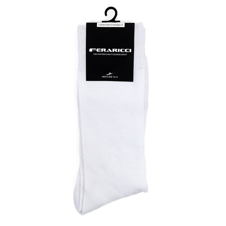 Men's White Solid Crew Socks