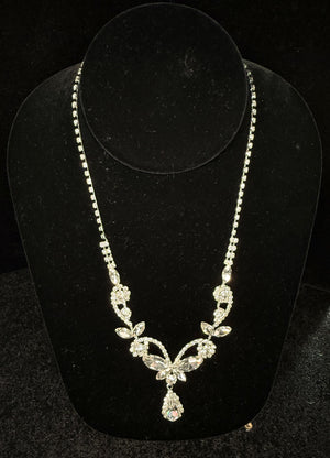 Marquise Cluster Crystal Rhinestone Silver Necklace 24370 Encour Culture Fashion Jewelry 
