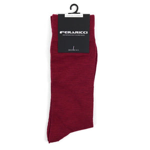 Men's Burgundy Solid Crew Socks SELININY 