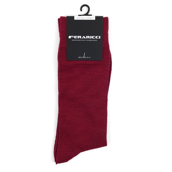 Men's Burgundy Solid Crew Socks