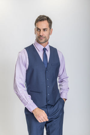 New Caravelli Midnight Blue 3 Piece Slim Fit Suit with Vest San Malone Enterprises 