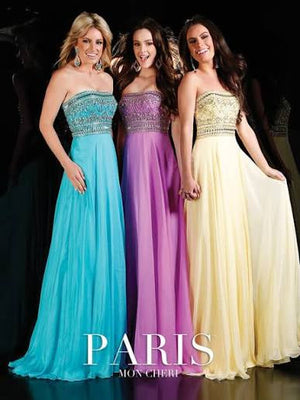 Mon Cheri 116765 Yellow Flowy Chiffon Dress Mon Cheri 