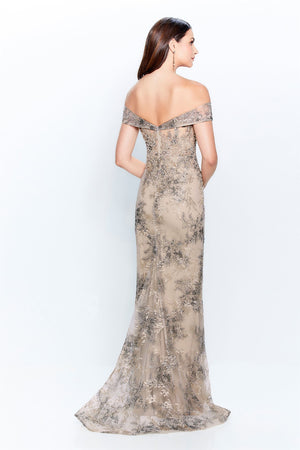Montage 120923 Black Gunmetal Off Shoulder Sheath Dress