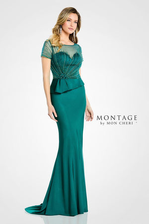 Montage M500 Short Sleeve Peplum Sheath Dress