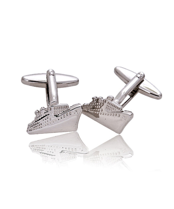 Silver Boat Novelty Cufflink Set