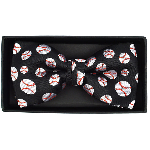 New Baseball Theme Black Bow Tie