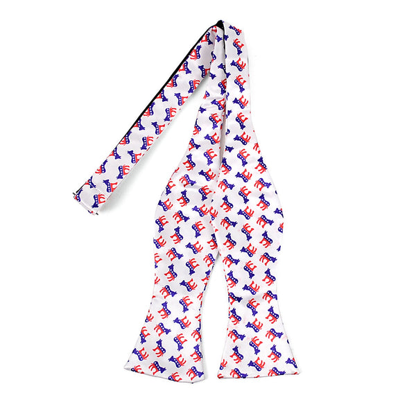 White Democrat Donkey Self Tie Bow Tie