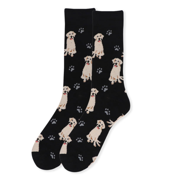 Men's Golden Retriever Black Novelty Socks