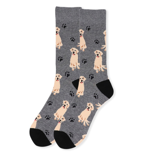 Men's Golden Retriever Grey Novelty Socks