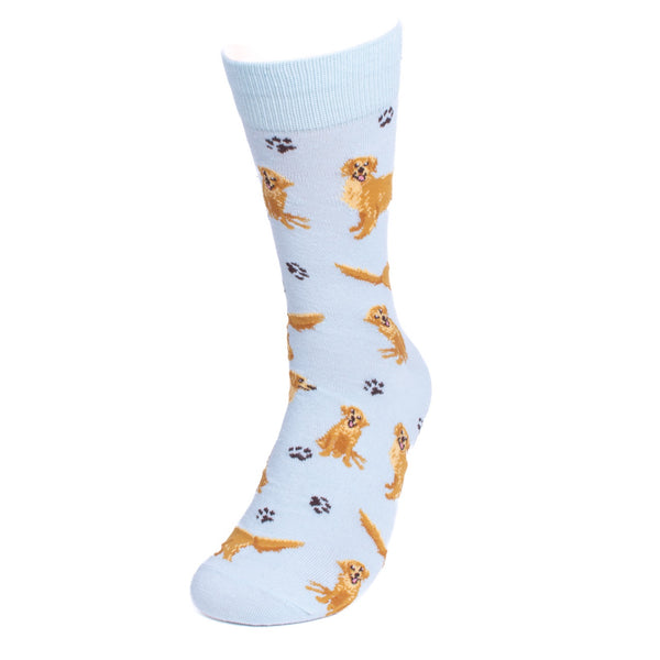 Men's Golden Retriever Blue Novelty Socks