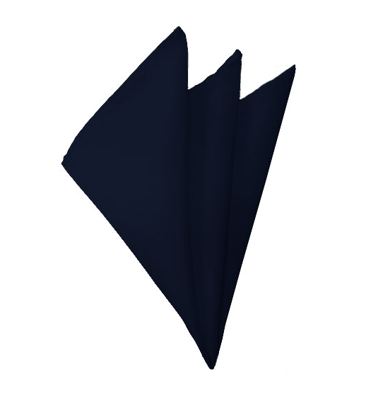 New Solid Satin Pocket Square - Navy Blue