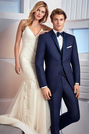 Navy Ike Behar Sebastian Modern Slim Fit Tuxedo Jacket and Pants Ike Behar 