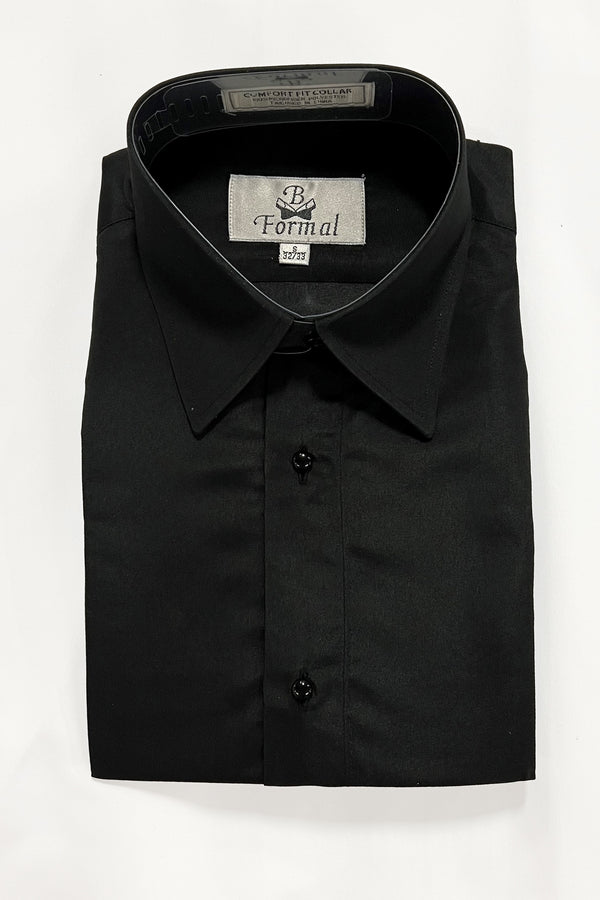 New Boys Black Laydown Collar Shirt
