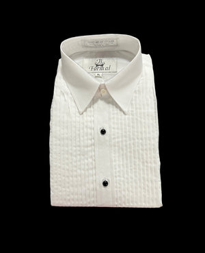 New Boys White 1/4 Pleat Laydown Collar Tuxedo Shirt B Formal 