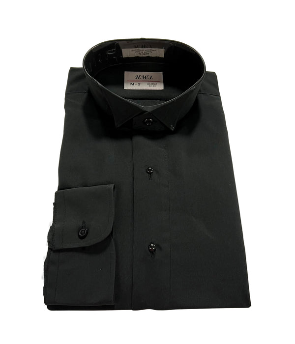 New Black Wing Collar Tuxedo Shirt