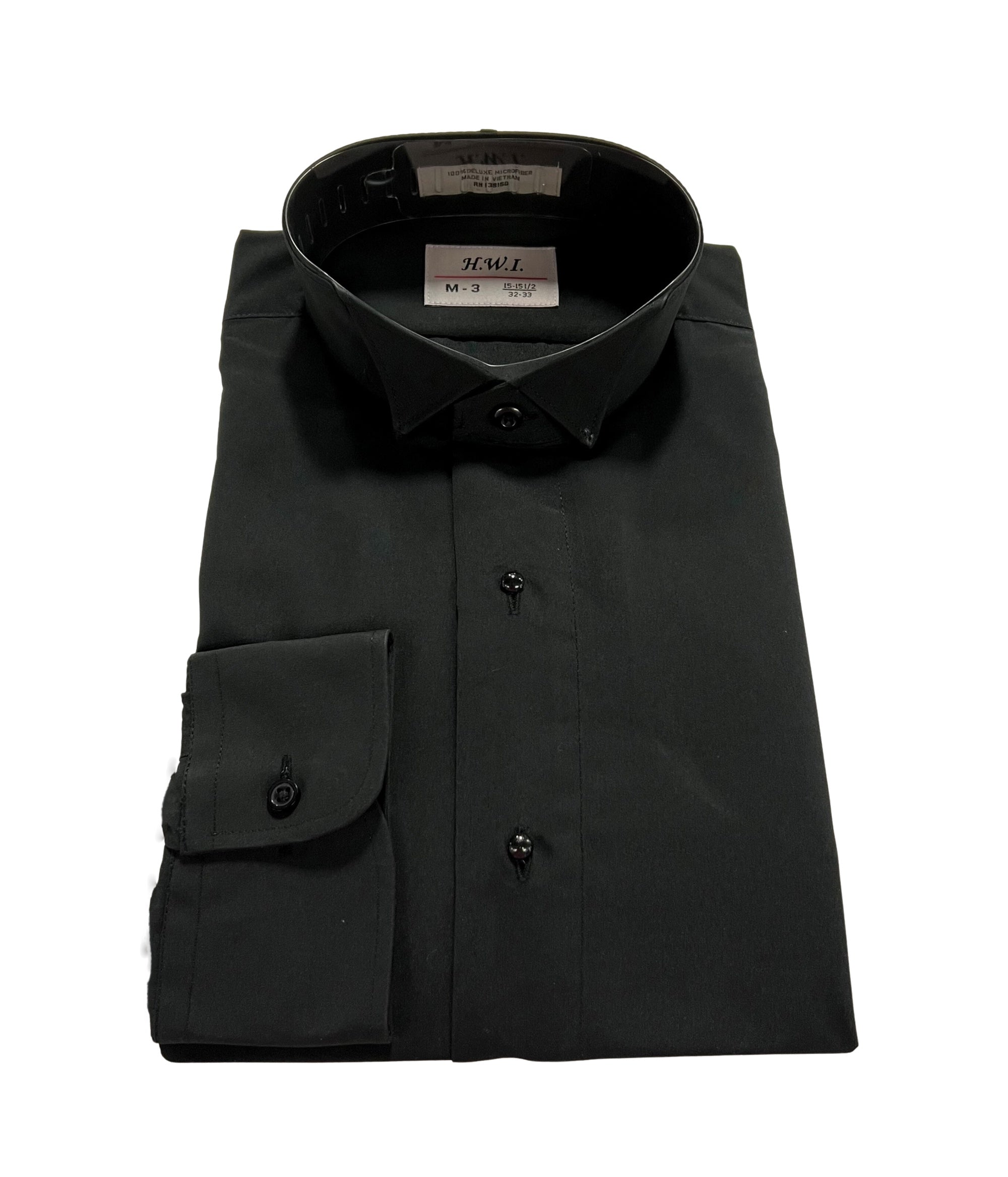 wing collar dress shirt New Black Wing Collar Tuxedo Shirt X-Large / 34/35