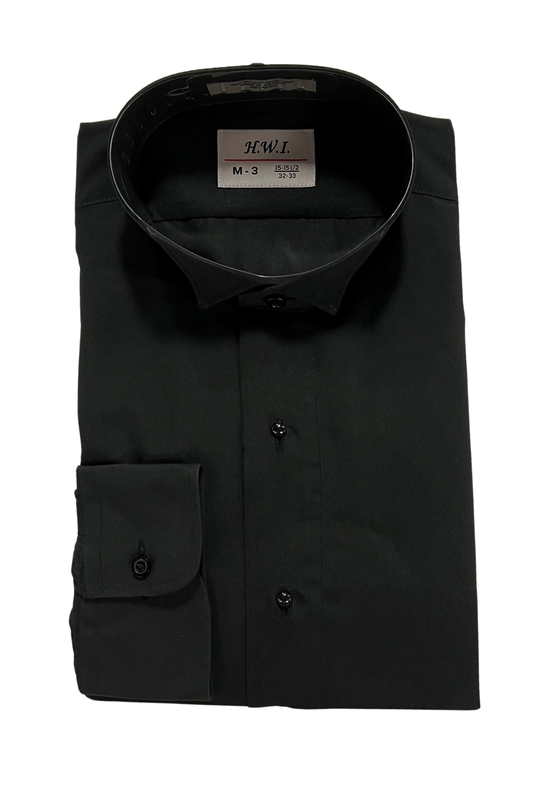 New Black Wing Collar Tuxedo Shirt