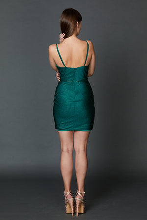 NINA CANACCI 517 Emerald Shimmer Cocktail Dress Back - Nina Canacci 