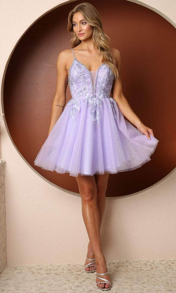 NOX Anabel T741 Lilac Floral Cocktail Dress