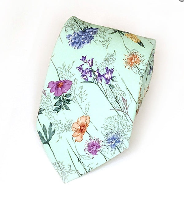Dusty Sage Cotton Floral Tie