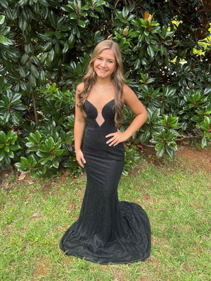 Portia & Scarlett PS24135 Black Fitted Shimmer Dress Portia & Scarlett 