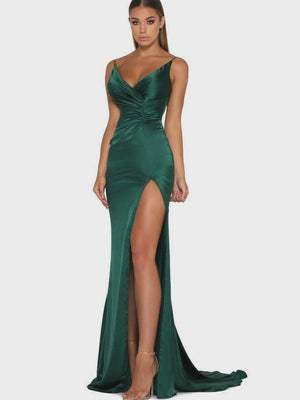 Portia & Scarlett "Hugo" Satin Dress with Slit Portia & Scarlett 