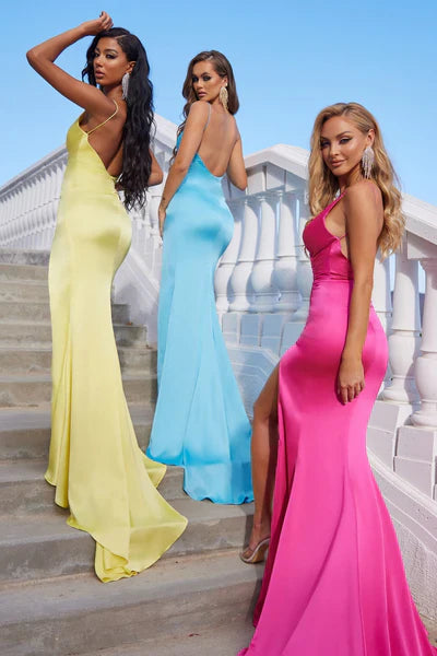 Portia & Scarlett "Hugo" Satin Dress with Slit Portia & Scarlett 