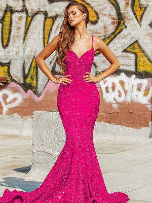 Portia & Scarlett PS21207 Lilac Sequin Fit-n-Flare Dress Portia & Scarlett 