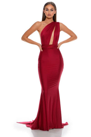 Portia & Scarlett PS6110 Stretch Jersey Fitted Dress Portia & Scarlett 