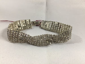 Rhinestone Crossover Silver Bracelet Cristal D'Or 