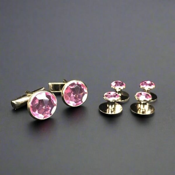 Light Pink Crystal Studs & Cufflinks Set
