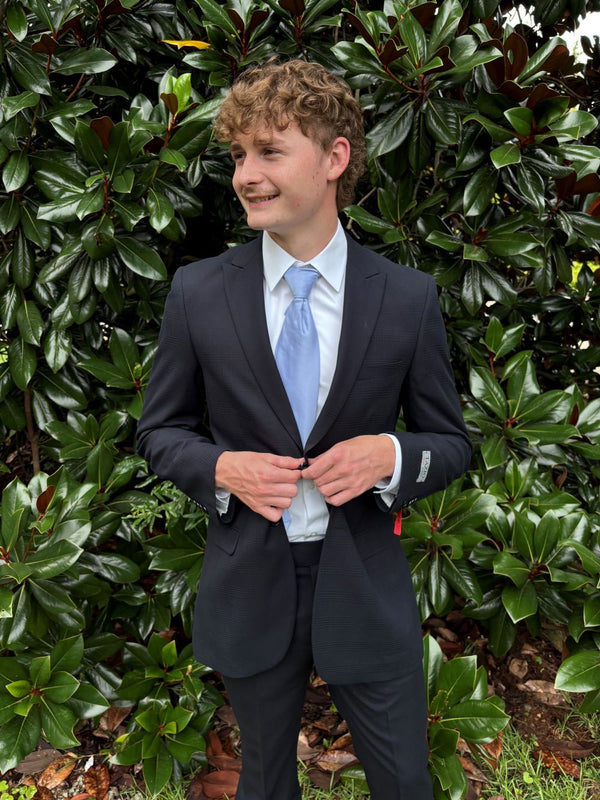 New Navy Blue Tonal Plaid Slim Fit Executive Suit by Tazzio Suits America 