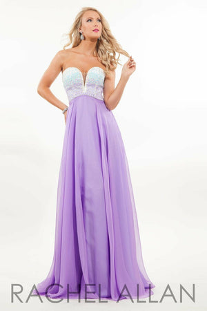 Rachel Allan 7130 White Lilac Ombre Beaded Bodice Dress Rachel Allan 