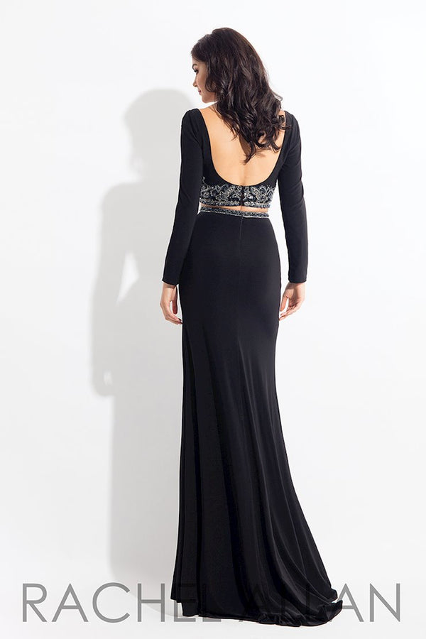 Rachel Allan 6137 Black Jersey 2 Piece Dress