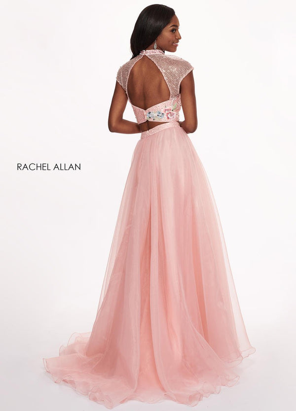 Rachel Allan 6403 Blush High Neck 2-Piece A-Line Dress Rachel Allan 