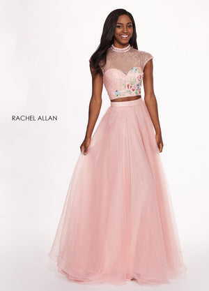 Rachel Allan 6403 Blush High Neck 2-Piece A-Line Dress Rachel Allan 