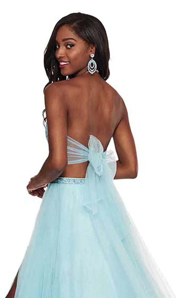 Rachel Allan 6437 Mint Blue Halter 2 Piece Dress