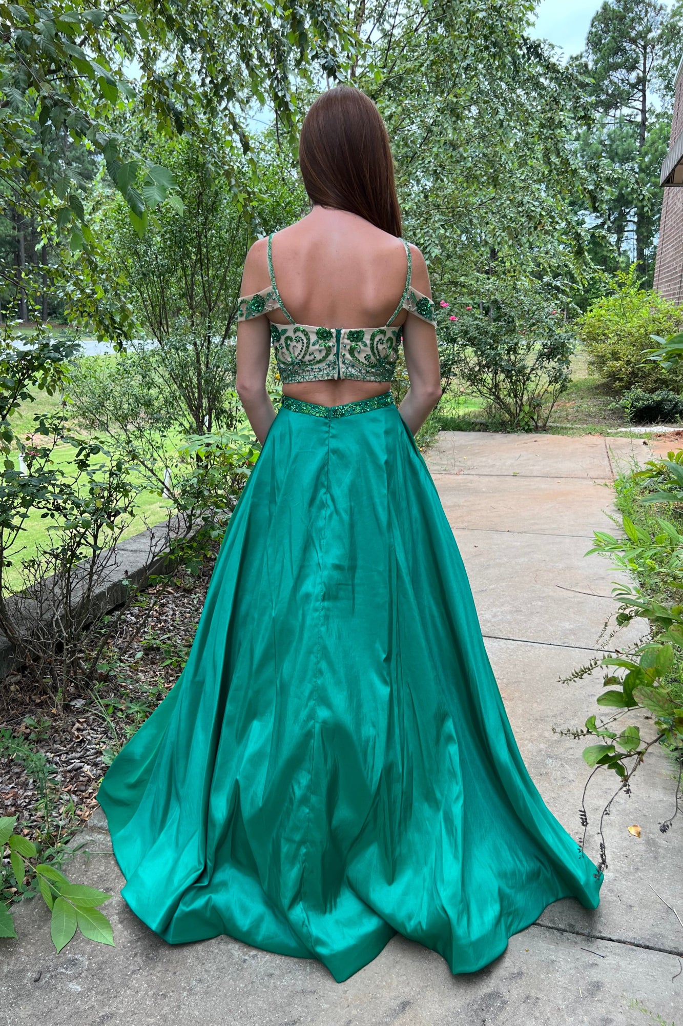 Rachel Allan 6534 Emerald 2-Piece Taffeta A-Line Dress Emerald / 6