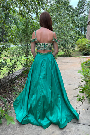 Rachel Allan 6534 Emerald 2-Piece Taffeta A-Line Dress