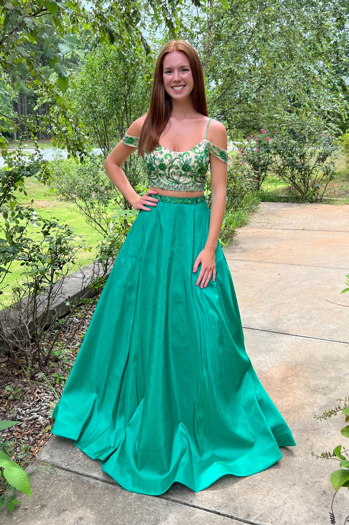 Rachel Allan 6534 Emerald 2-Piece Taffeta A-Line Dress Formalwear Outlet Rachel Allan 6534 Emerald 2-Piece Taffeta A-Line Dress Formalwear Outlet