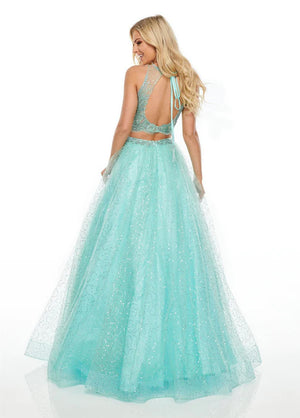 Rachel Allan 7025 Aqua Green 2 Piece Tulle Ballgown Dress