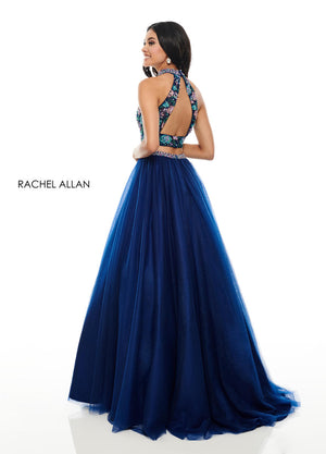 Rachel Allan 7066 Navy Floral 2 Piece Ballgown