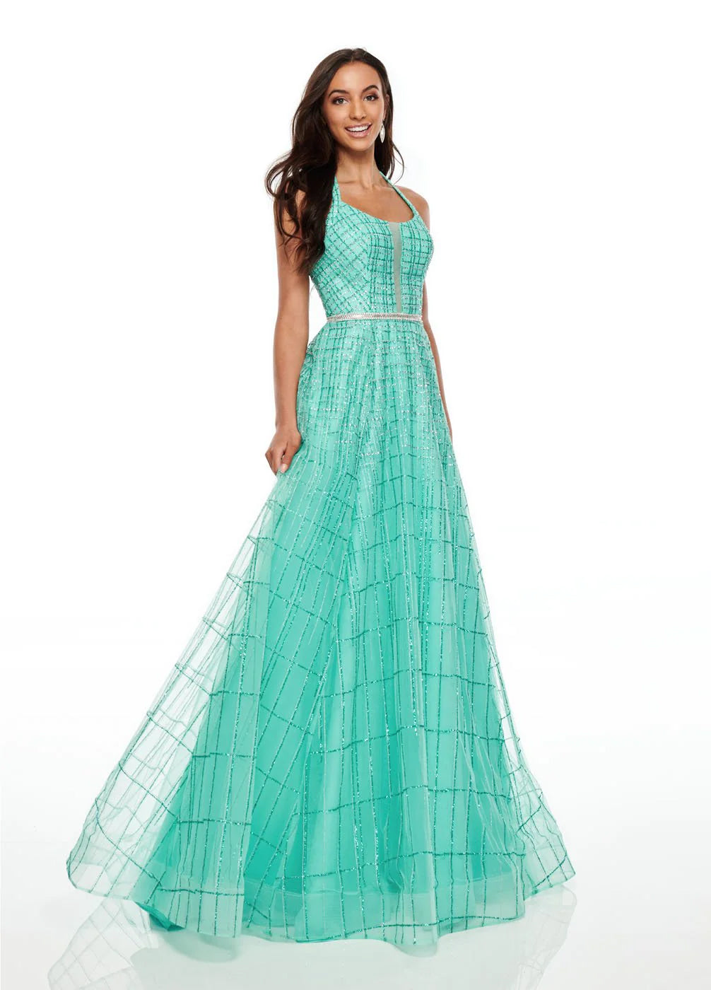 Rachel Allan 7082 Aqua Green Shimmering A-Line Dress Formalwear Outlet Rachel Allan 7082 Aqua Green Shimmering A-Line Dress Formalwear Outlet