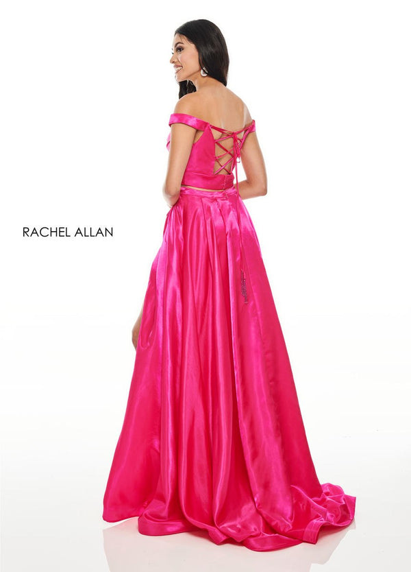 Rachel Allan 7185 Fuchsia 2 Piece Satin Dress Rachel Allan 