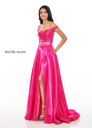 Rachel Allan 7185 Fuchsia 2 Piece Satin Dress Rachel Allan 