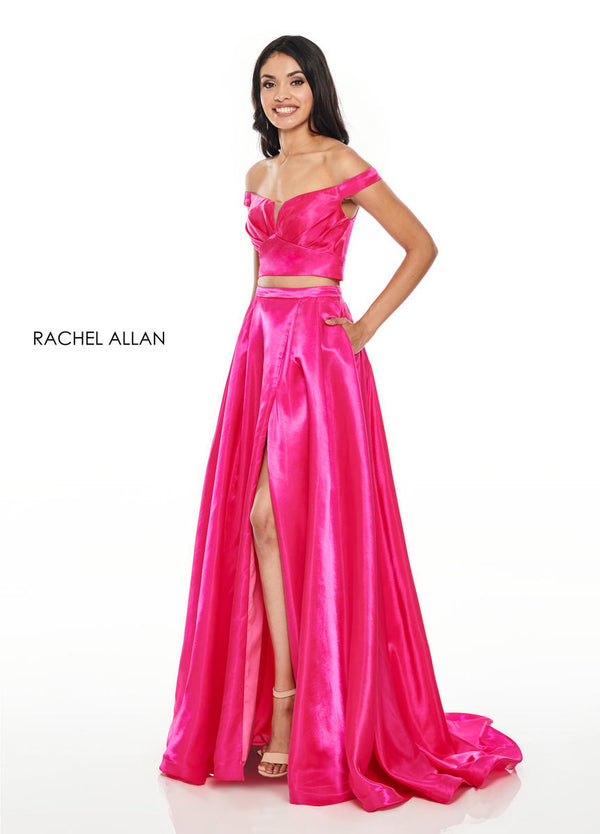 Rachel Allan 7185 Fuchsia 2 Piece Satin Dress Rachel Allan 