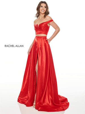 Rachel Allan 7185 Red 2 Piece Satin Dress Rachel Allan 