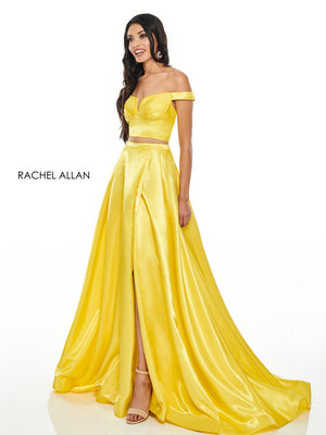 Rachel Allan 7185 Yellow 2 Piece Satin Dress Rachel Allan 