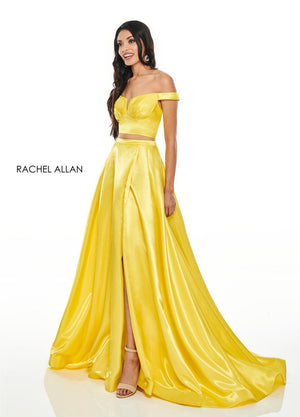 Rachel Allan 7185 Yellow 2 Piece Satin Dress Rachel Allan 