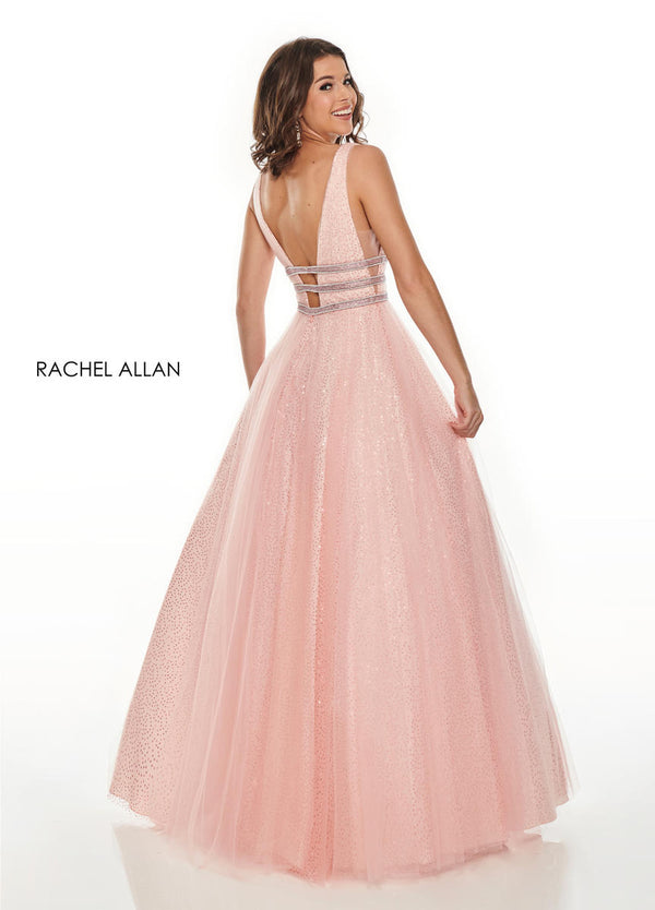 Rachel Allan 7201 Blush Pink Sequin Tulle Ballgown - Size 6